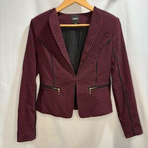 XOXO Red & Black Patterned Cropped Blazer Size Small